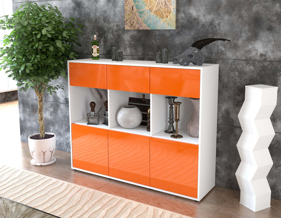 Highboard Tessa, Orange Seite (136x108x35cm) - Stil.Zeit Möbel GmbH