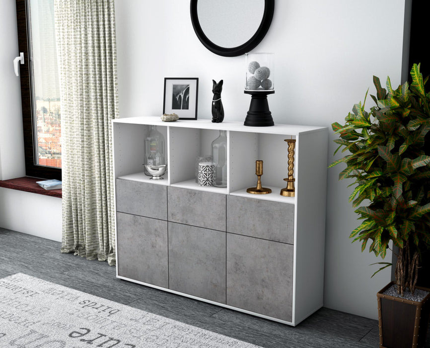 Highboard Theresia, Beton Seite (136x108x35cm) - Stil.Zeit Möbel GmbH