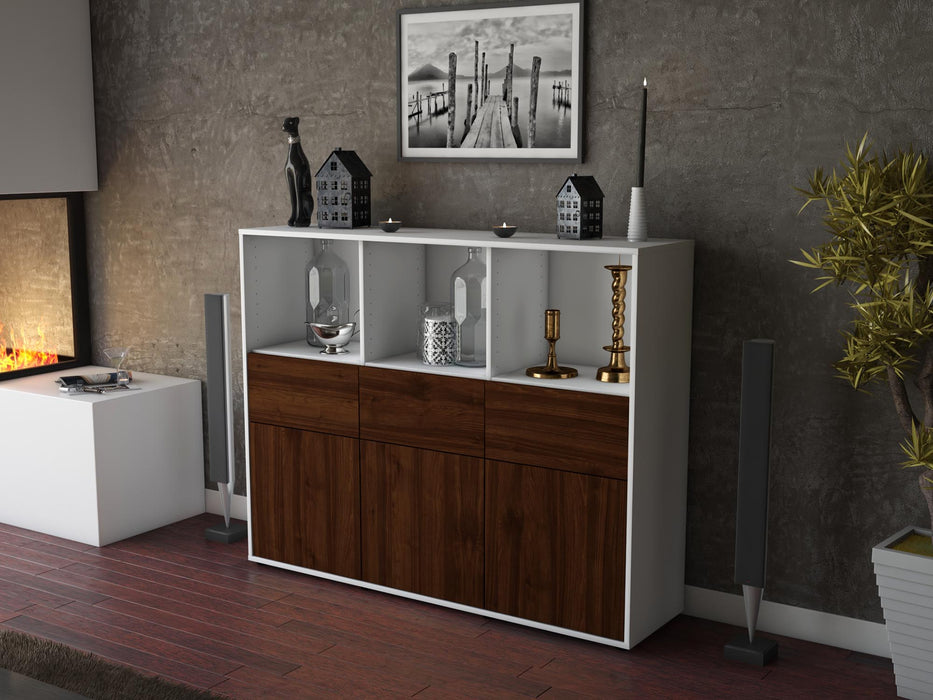 Highboard Theresia, Walnuss Seite (136x108x35cm) - Stil.Zeit Möbel GmbH