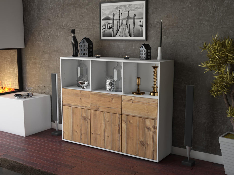 Highboard Theresia, Pinie Seite (136x108x35cm) - Stil.Zeit Möbel GmbH