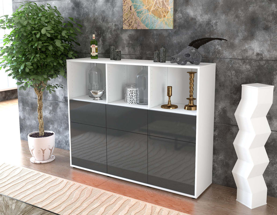 Highboard Theresia, Grau Seite (136x108x35cm) - Stil.Zeit Möbel GmbH