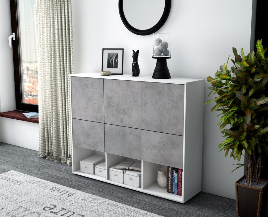 Highboard Zaccaria, Beton Seite (136x108x35cm) - Stil.Zeit Möbel GmbH