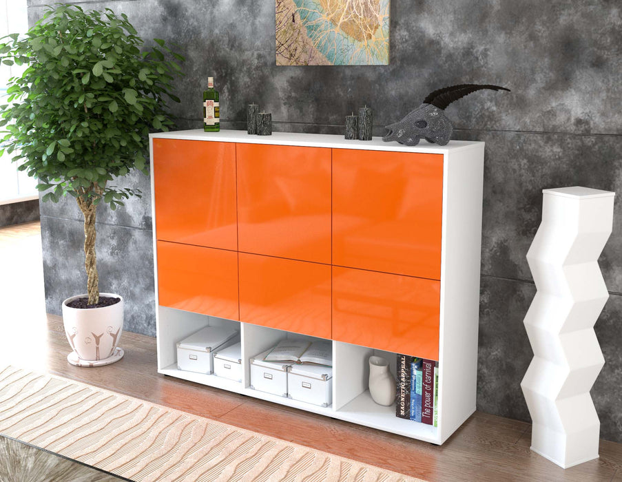 Highboard Zaccaria, Orange Seite (136x108x35cm) - Stil.Zeit Möbel GmbH