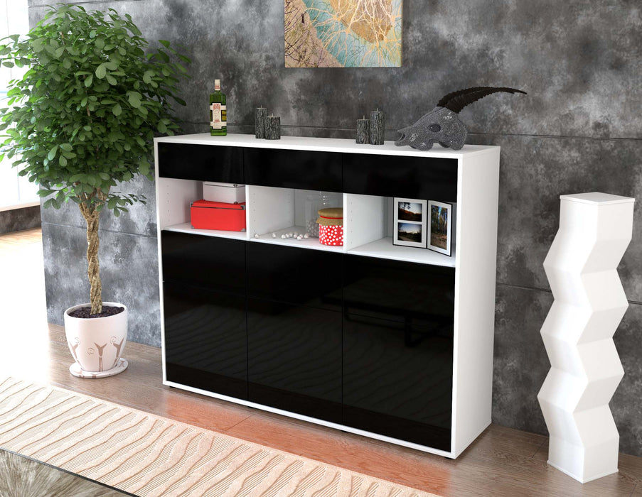 Highboard Tina, Schwarz Seite (136x108x35cm) - Stil.Zeit Möbel GmbH