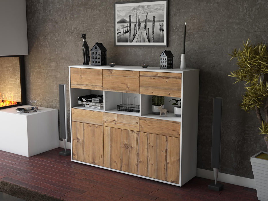 Highboard Tizia, Pinie Seite (136x108x35cm) - Stil.Zeit Möbel GmbH