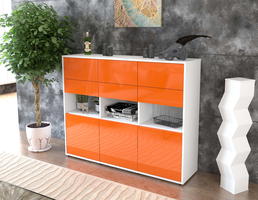 Highboard Tiziana, Orange Seite (136x108x35cm) - Stil.Zeit Möbel GmbH