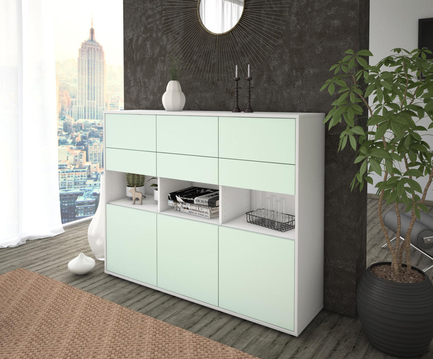 Highboard Tiziana, Mint Seite (136x108x35cm) - Stil.Zeit Möbel GmbH