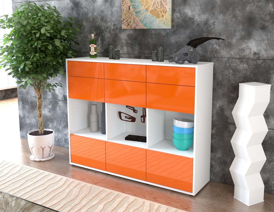 Highboard Tonja, Orange Seite (136x108x35cm) - Stil.Zeit Möbel GmbH