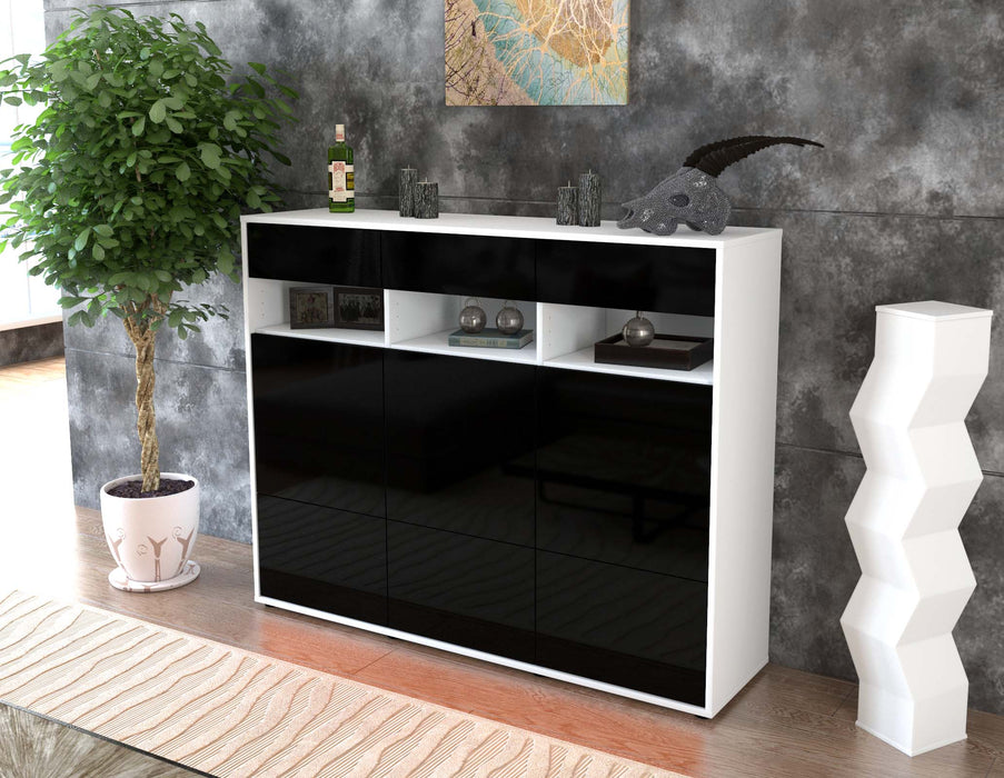 Highboard Tosca, Schwarz Seite (136x108x35cm) - Stil.Zeit Möbel GmbH