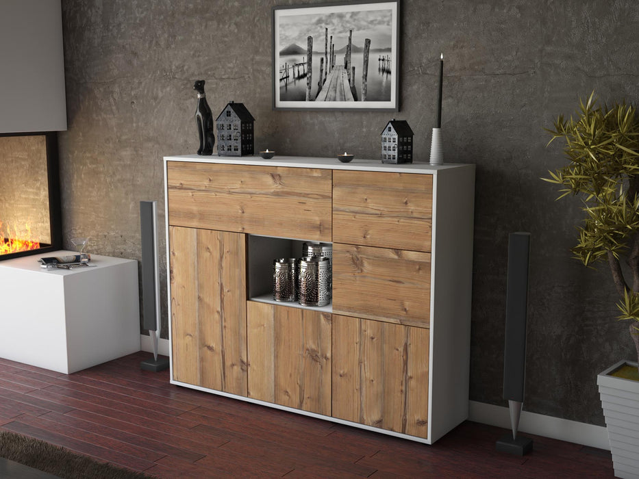 Highboard Verena, Pinie Seite (136x108x35cm) - Stil.Zeit Möbel GmbH