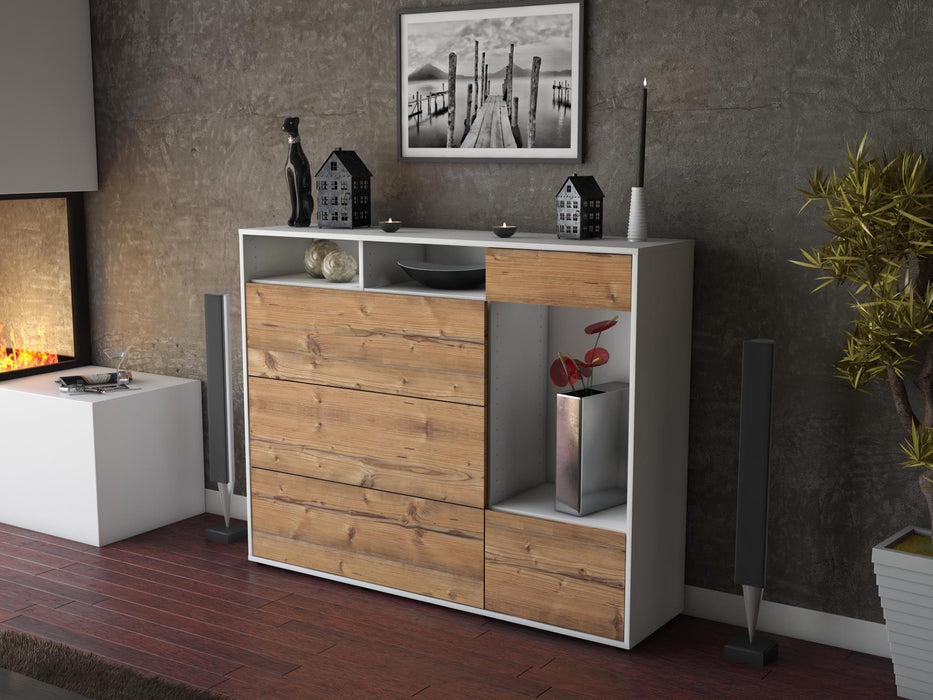 Highboard Viona, Pinie Seite (136x108x35cm) - Stil.Zeit Möbel GmbH