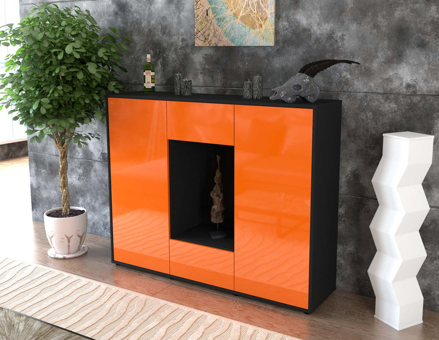 Highboard Malina, Orange Seite (136x108x35cm) - Stil.Zeit Möbel GmbH