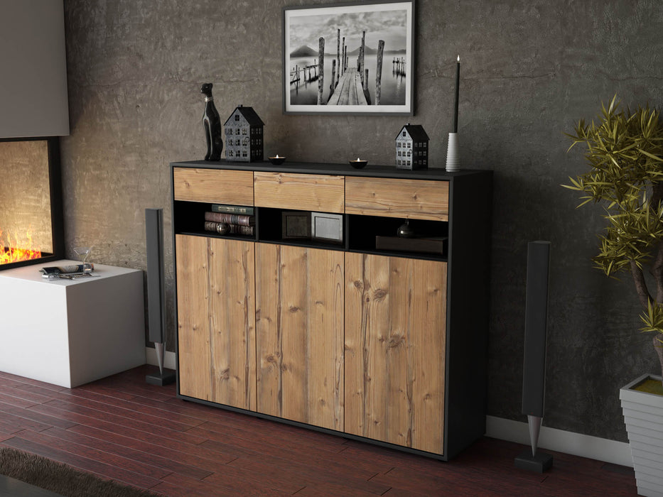 Highboard Marlene, Pinie Seite (136x108x35cm) - Stil.Zeit Möbel GmbH