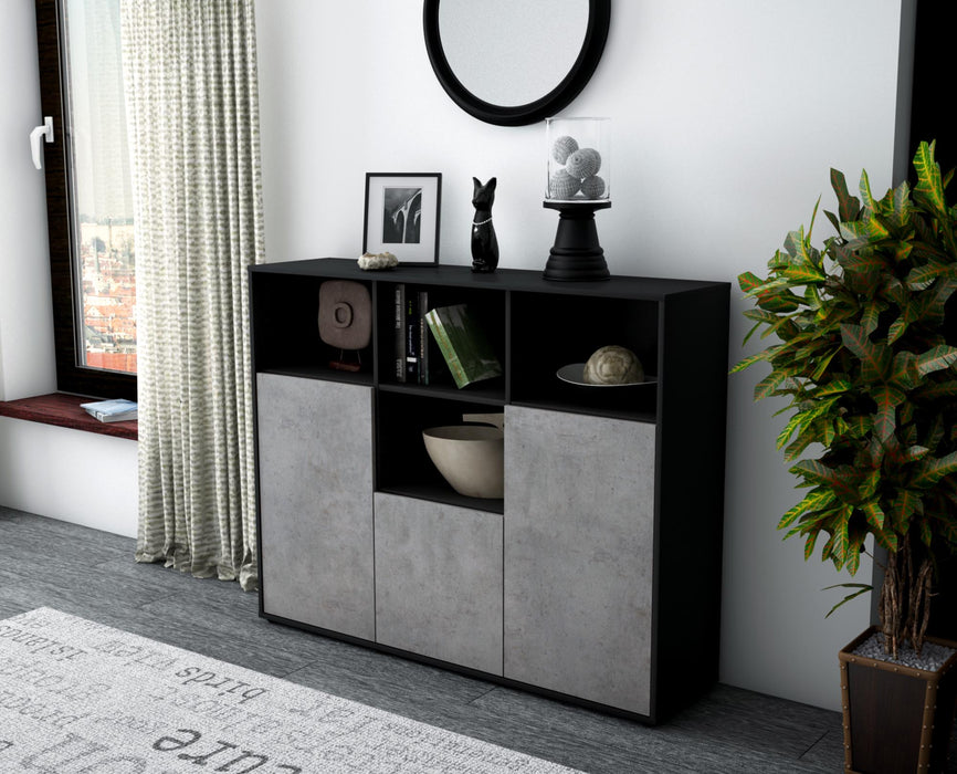 Highboard Mia, Beton Seite (136x108x35cm) - Stil.Zeit Möbel GmbH