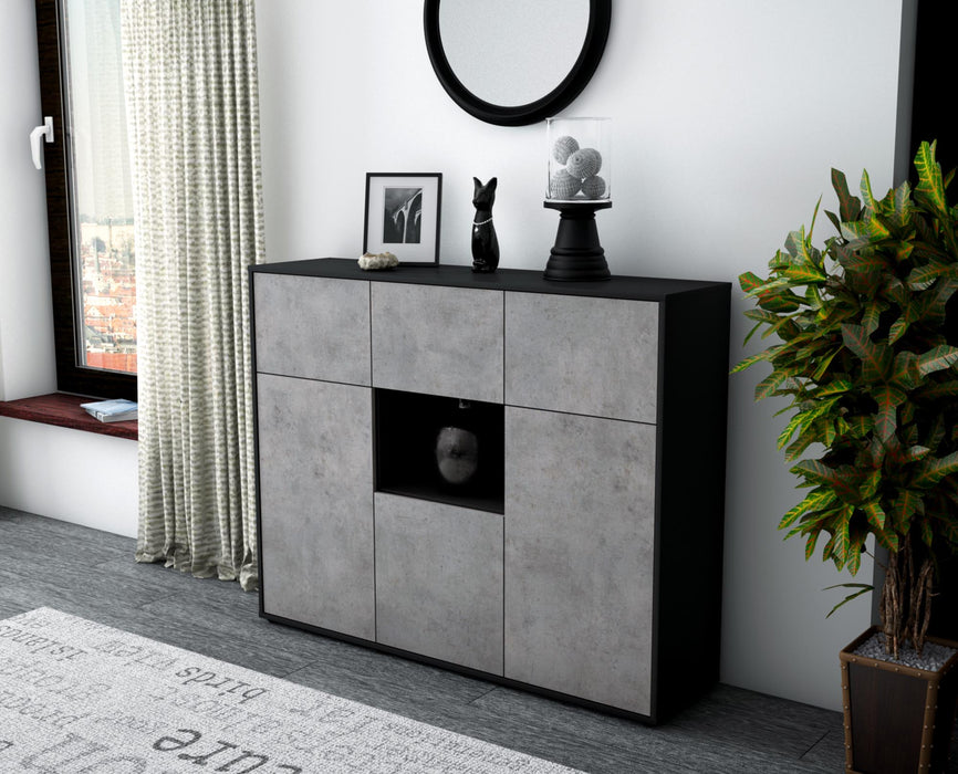 Highboard Milena, Beton Seite (136x108x35cm) - Stil.Zeit Möbel GmbH