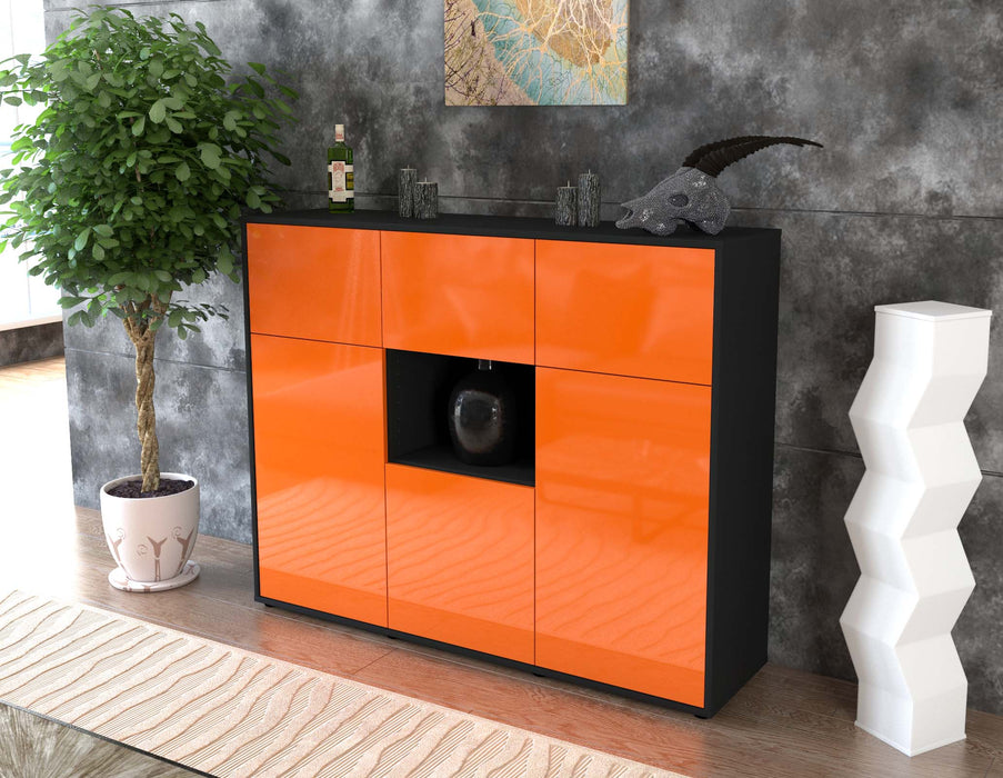 Highboard Milena, Orange Seite (136x108x35cm) - Stil.Zeit Möbel GmbH