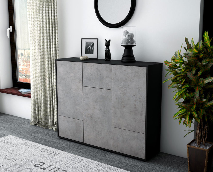 Highboard Mira, Beton Seite (136x108x35cm) - Stil.Zeit Möbel GmbH