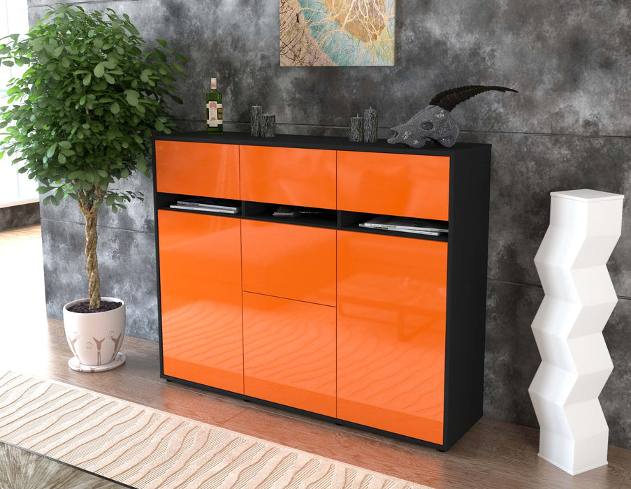 Highboard Neda, Orange Seite (136x108x35cm) - Stil.Zeit Möbel GmbH