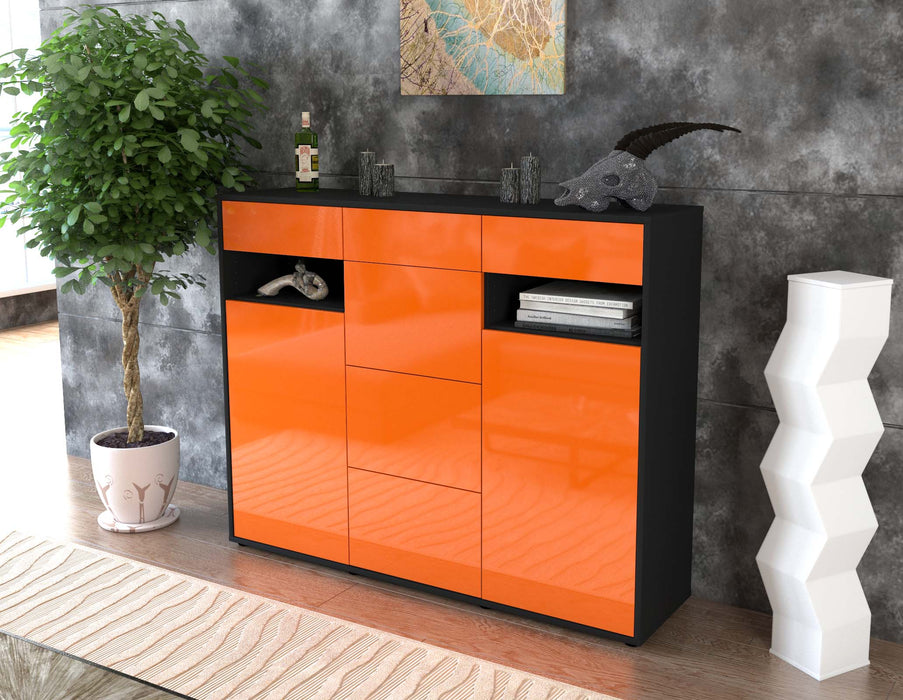 Highboard Nevia, Orange Seite (136x108x35cm) - Stil.Zeit Möbel GmbH