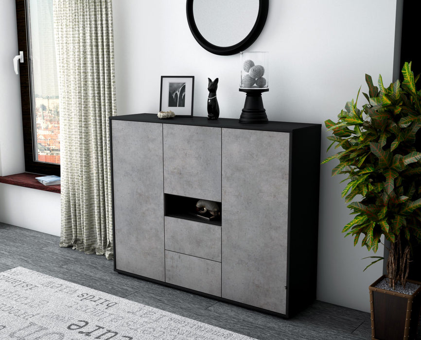 Highboard Olivia, Beton Seite (136x108x35cm) - Stil.Zeit Möbel GmbH