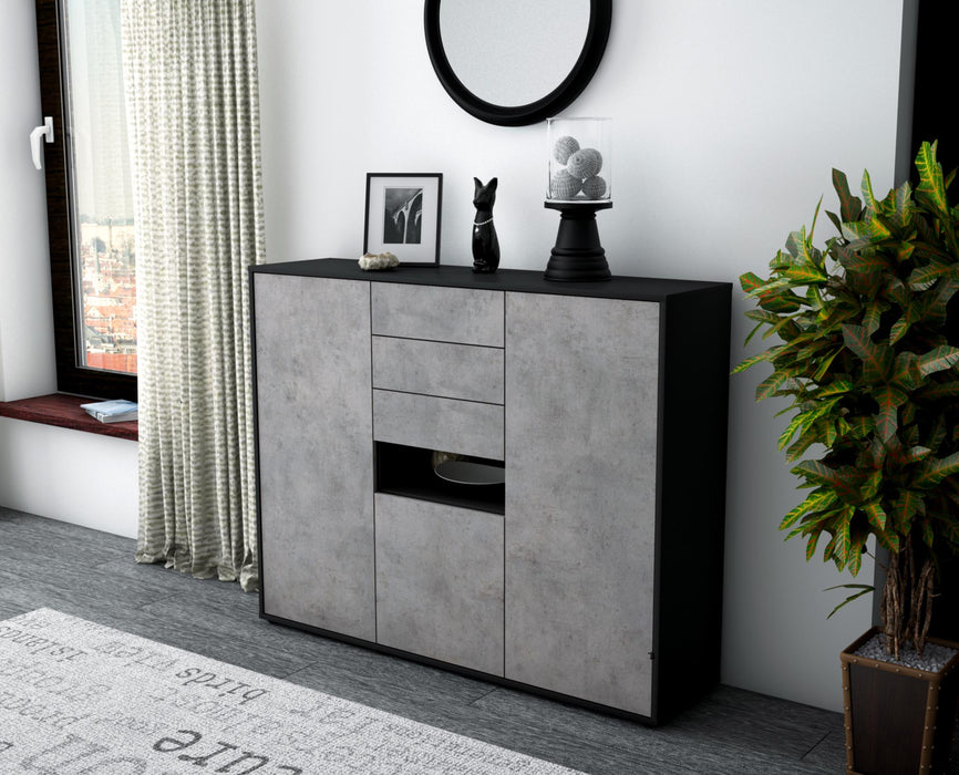 Highboard Paulina, Beton Seite (136x108x35cm) - Stil.Zeit Möbel GmbH