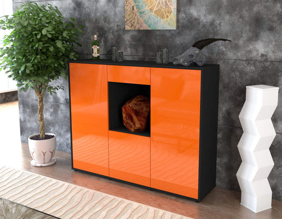 Highboard Peppina, Orange Seite (136x108x35cm) - Stil.Zeit Möbel GmbH