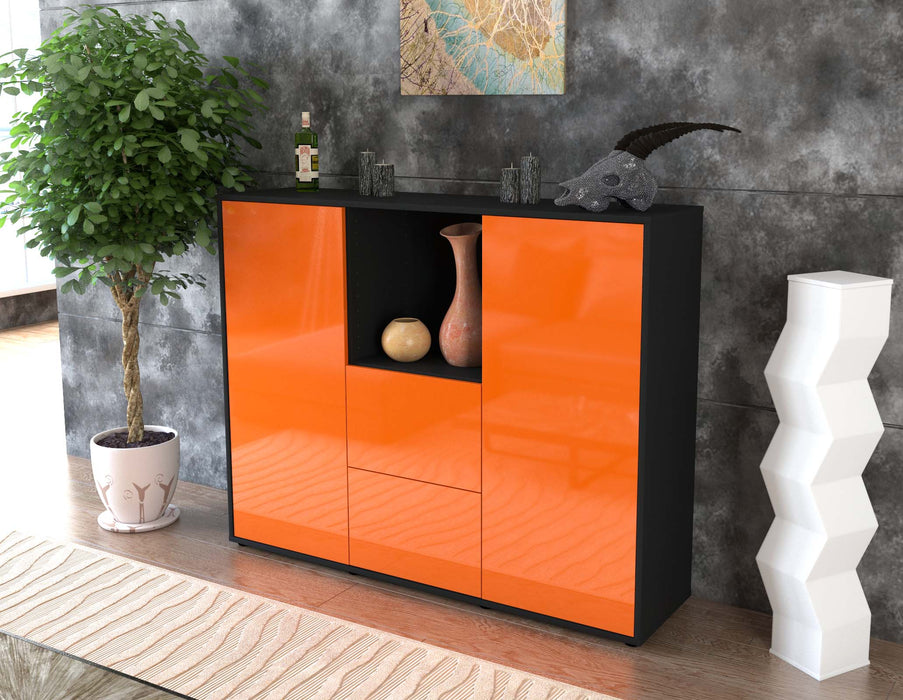 Highboard Rabea, Orange Seite (136x108x35cm) - Stil.Zeit Möbel GmbH