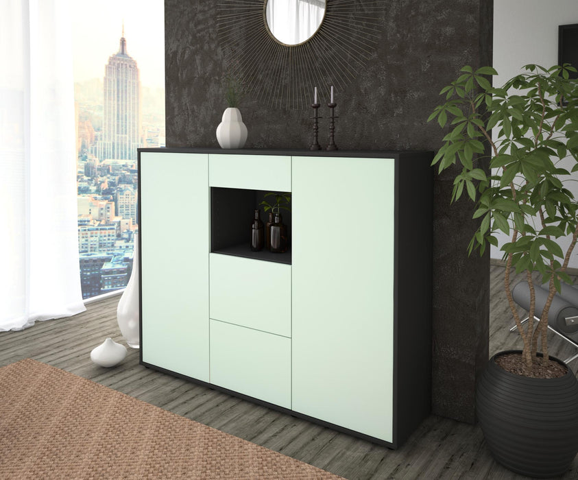 Highboard Rachelle, Mint Seite (136x108x35cm) - Stil.Zeit Möbel GmbH