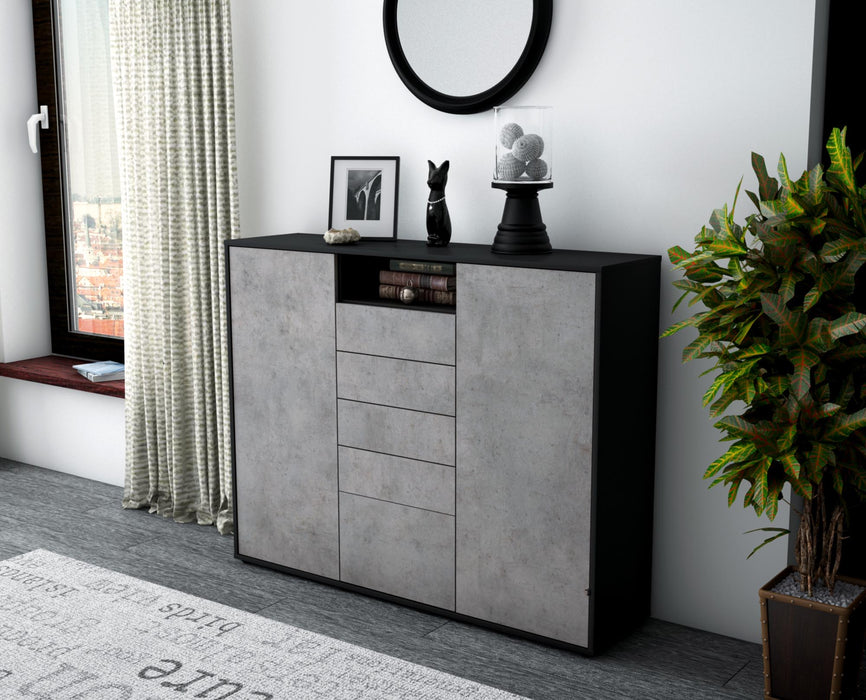 Highboard Ravena, Beton Seite (136x108x35cm) - Stil.Zeit Möbel GmbH