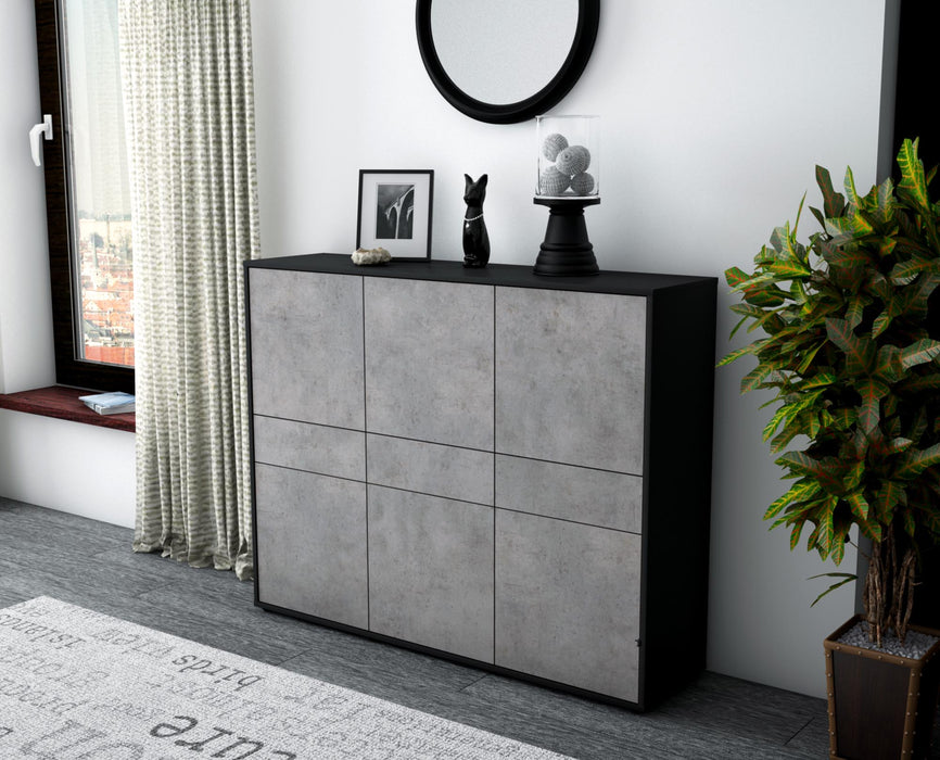 Highboard Saphira, Beton Seite (136x108x35cm) - Stil.Zeit Möbel GmbH