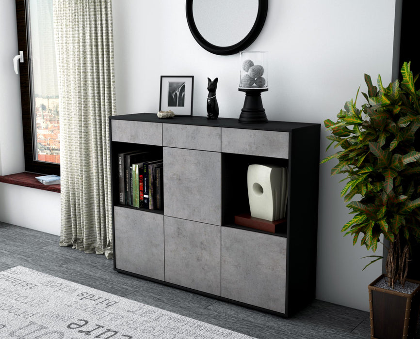 Highboard Selena, Beton Seite (136x108x35cm) - Stil.Zeit Möbel GmbH