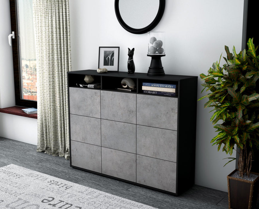 Highboard Sofia, Beton Seite (136x108x35cm) - Stil.Zeit Möbel GmbH