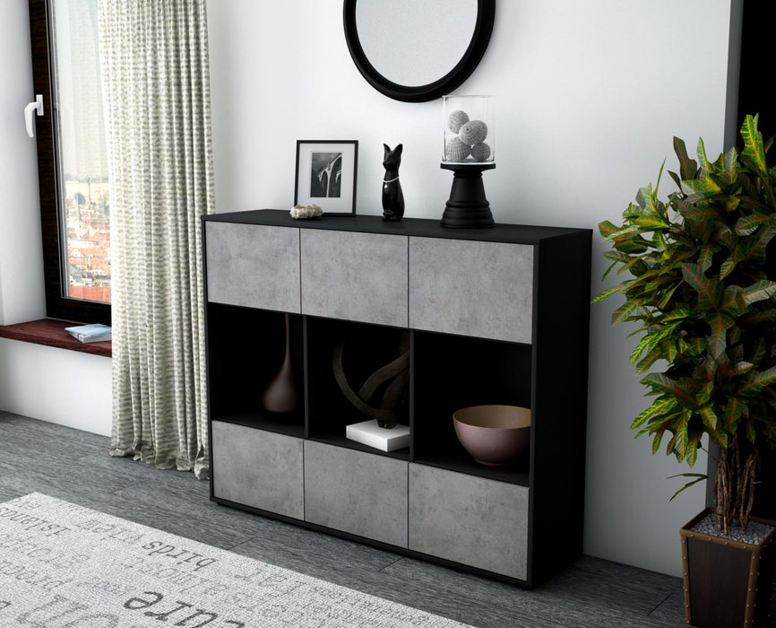 Highboard Suna, Beton Seite (136x108x35cm) - Stil.Zeit Möbel GmbH