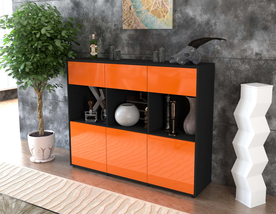 Highboard Tessa, Orange Seite (136x108x35cm) - Stil.Zeit Möbel GmbH