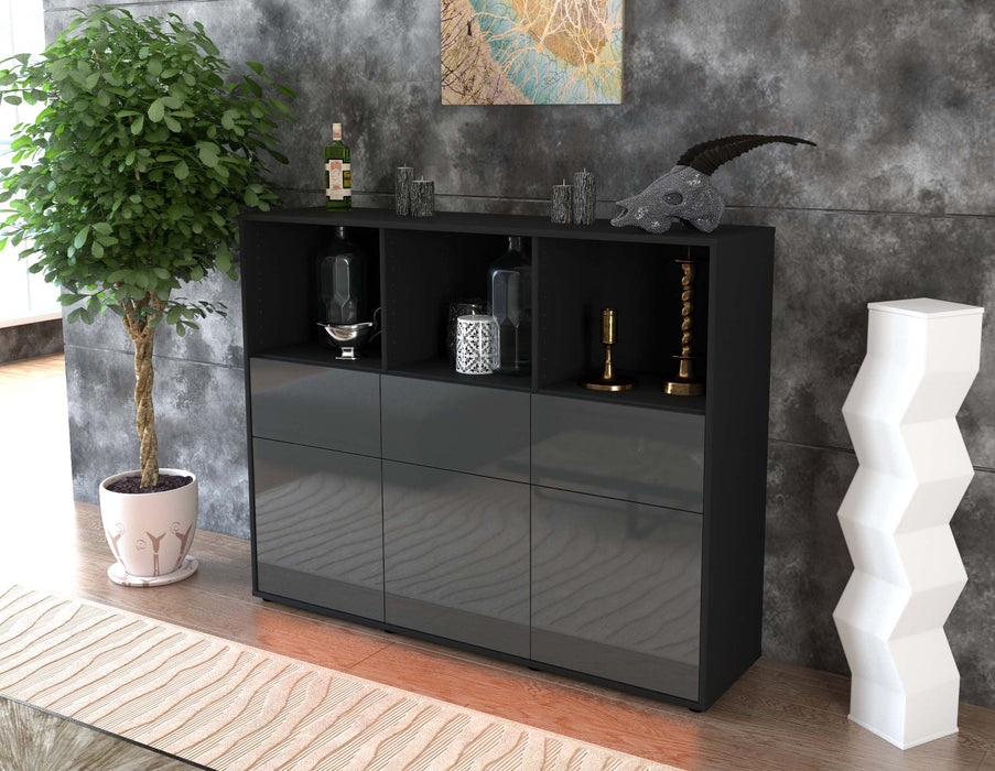 Highboard Theresia, Grau Seite (136x108x35cm) - Stil.Zeit Möbel GmbH