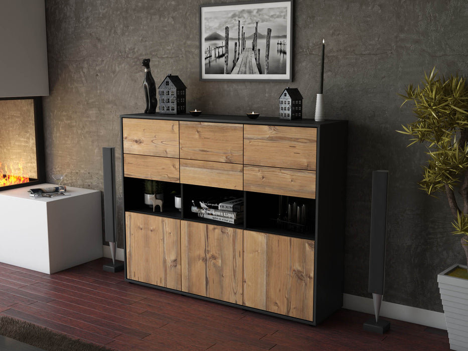 Highboard Tiziana, Pinie Seite (136x108x35cm) - Stil.Zeit Möbel GmbH