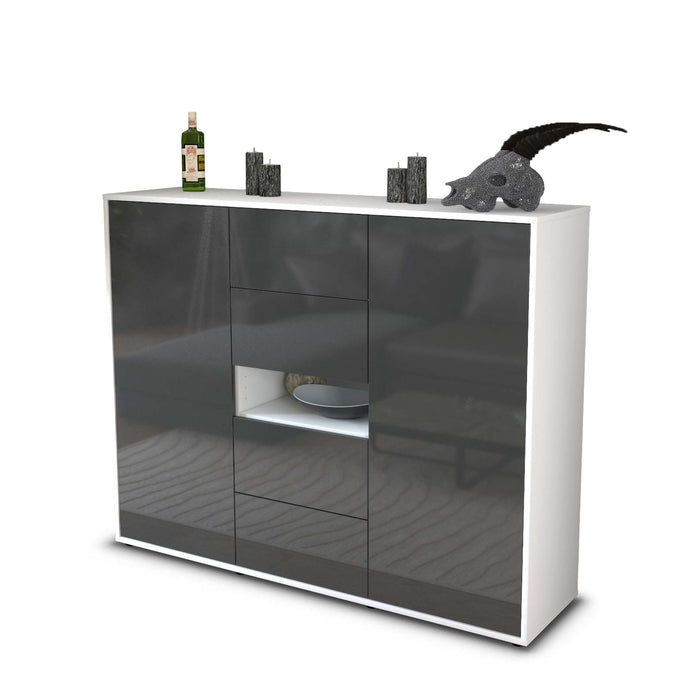 Highboard Noelia, Grau Studio (136x108x35cm) - Stil.Zeit Möbel GmbH