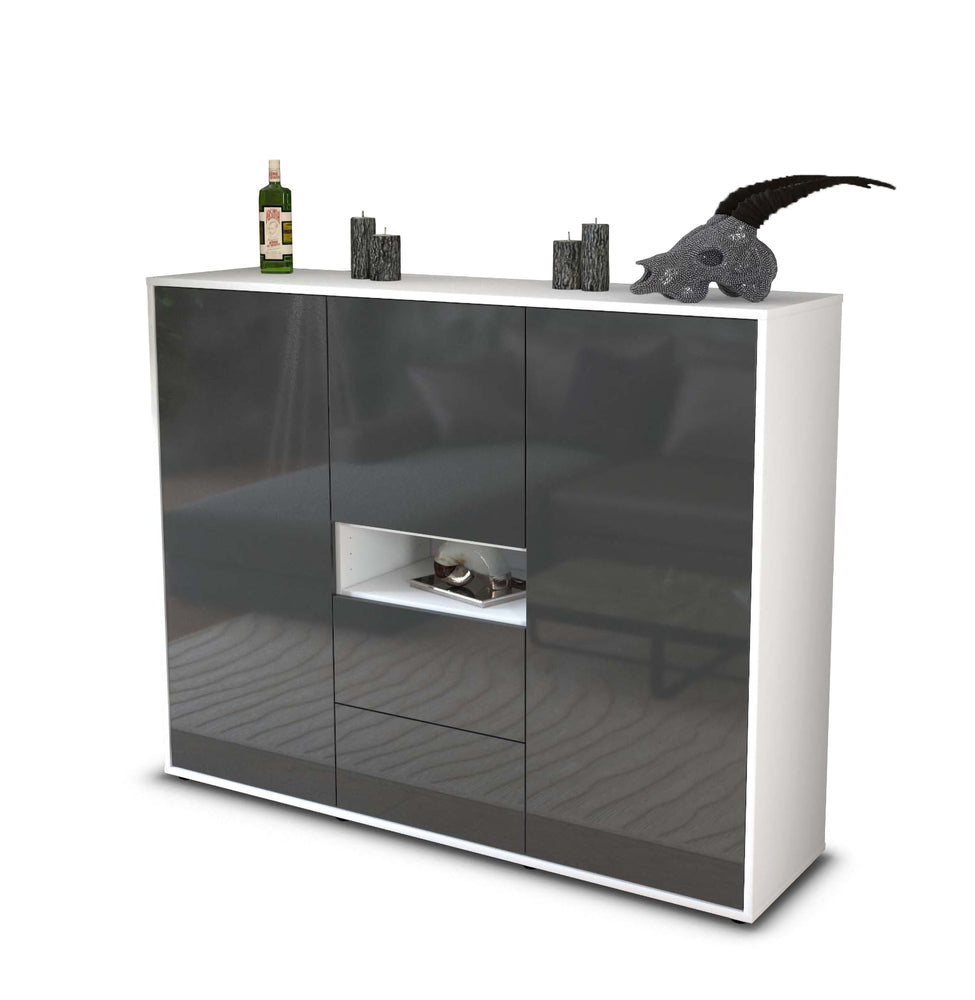 Highboard Olivia, Grau Studio (136x108x35cm) - Stil.Zeit Möbel GmbH