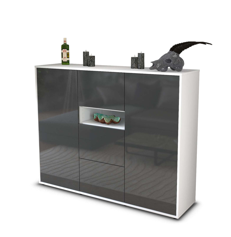 Highboard Quinta, Grau Studio (136x108x35cm) - Stil.Zeit Möbel GmbH