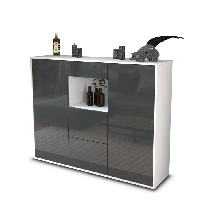 Highboard Rachelle, Grau Studio (136x108x35cm) - Stil.Zeit Möbel GmbH