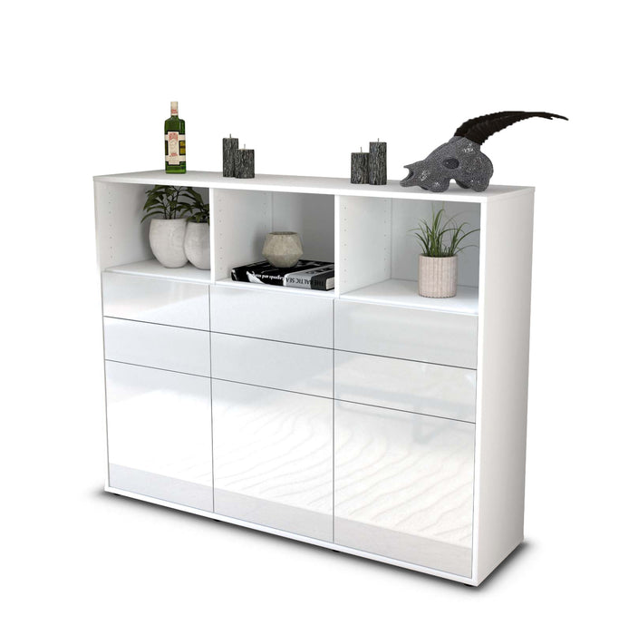 Highboard Serenella, Weiß Studio (136x108x35cm) - Stil.Zeit Möbel GmbH