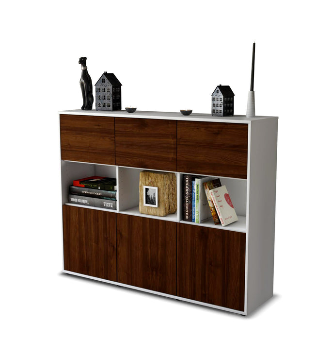 Highboard Sira, Walnuss Studio (136x108x35cm) - Stil.Zeit Möbel GmbH