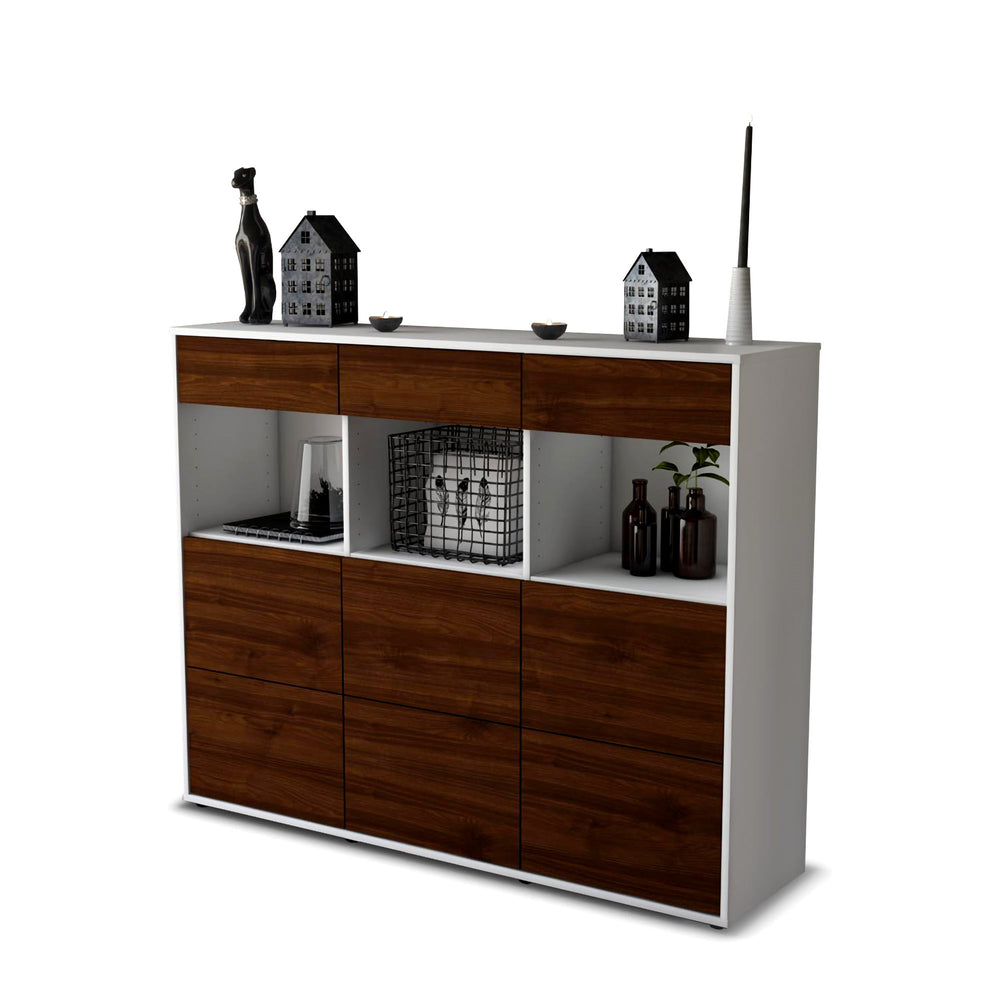 Highboard Stella, Walnuss Studio (136x108x35cm) - Stil.Zeit Möbel GmbH