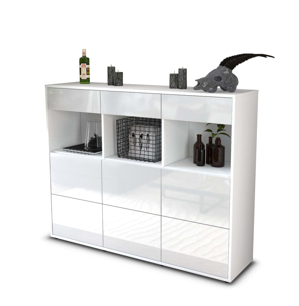 Highboard Stella, Weiß Studio (136x108x35cm) - Stil.Zeit Möbel GmbH