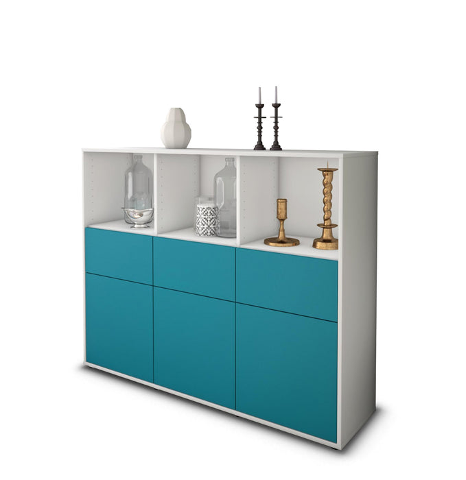 Highboard Theresia, Türkis Studio (136x108x35cm) - Stil.Zeit Möbel GmbH