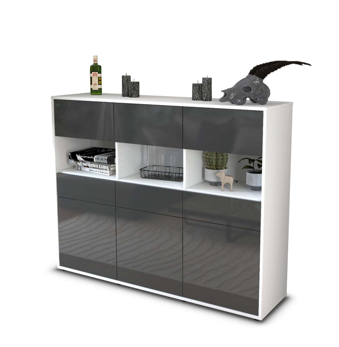 Highboard Tizia, Grau Studio (136x108x35cm) - Stil.Zeit Möbel GmbH