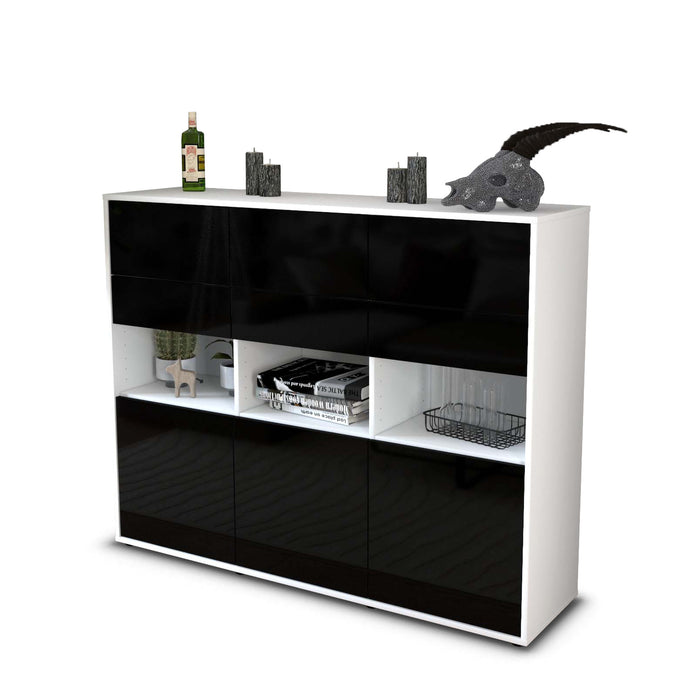 Highboard Tiziana, Schwarz Studio (136x108x35cm) - Stil.Zeit Möbel GmbH