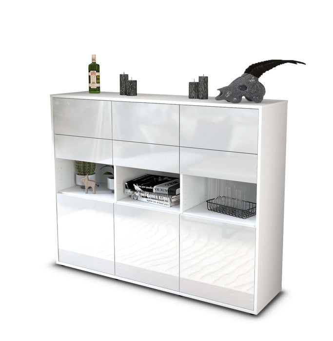 Highboard Tiziana, Weiß Studio (136x108x35cm) - Stil.Zeit Möbel GmbH