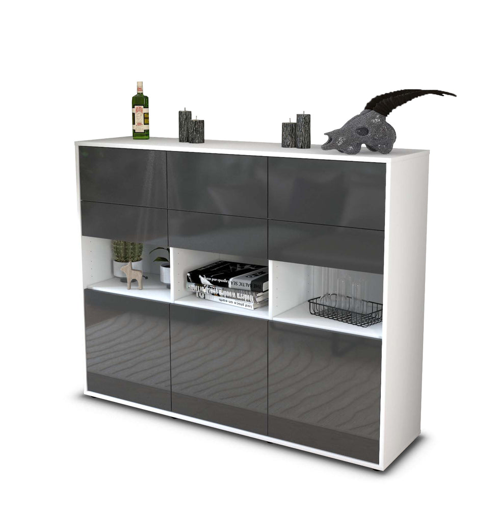 Highboard Tiziana, Grau Studio (136x108x35cm) - Stil.Zeit Möbel GmbH