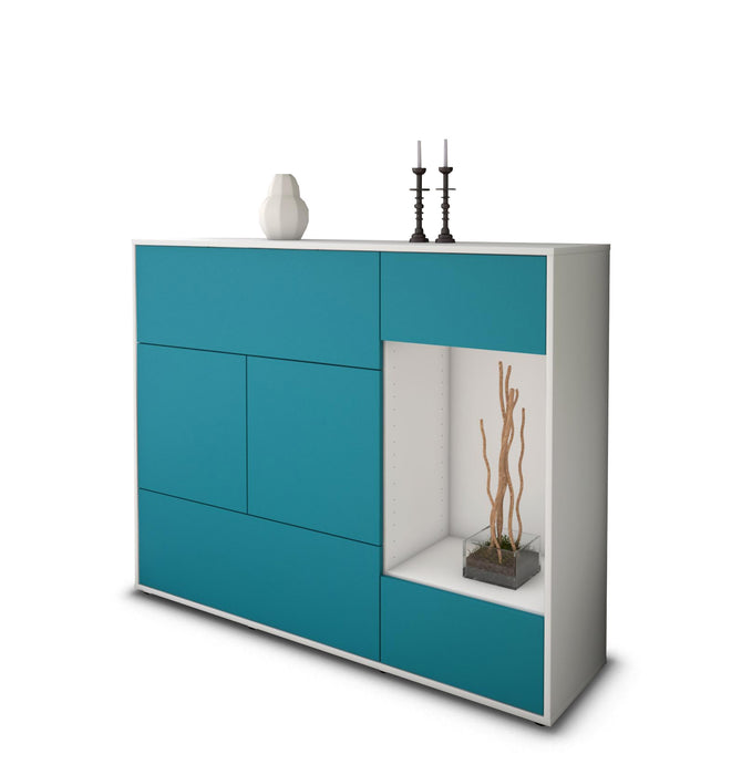 Highboard Violetta, Türkis Studio (136x108x35cm) - Stil.Zeit Möbel GmbH